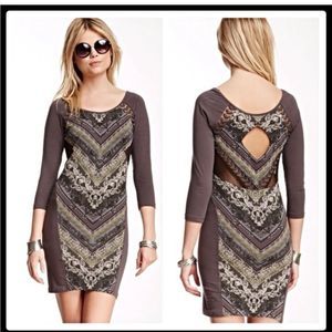 Free People Out of Africa Chevron Bodycon Mini Dress Sz S